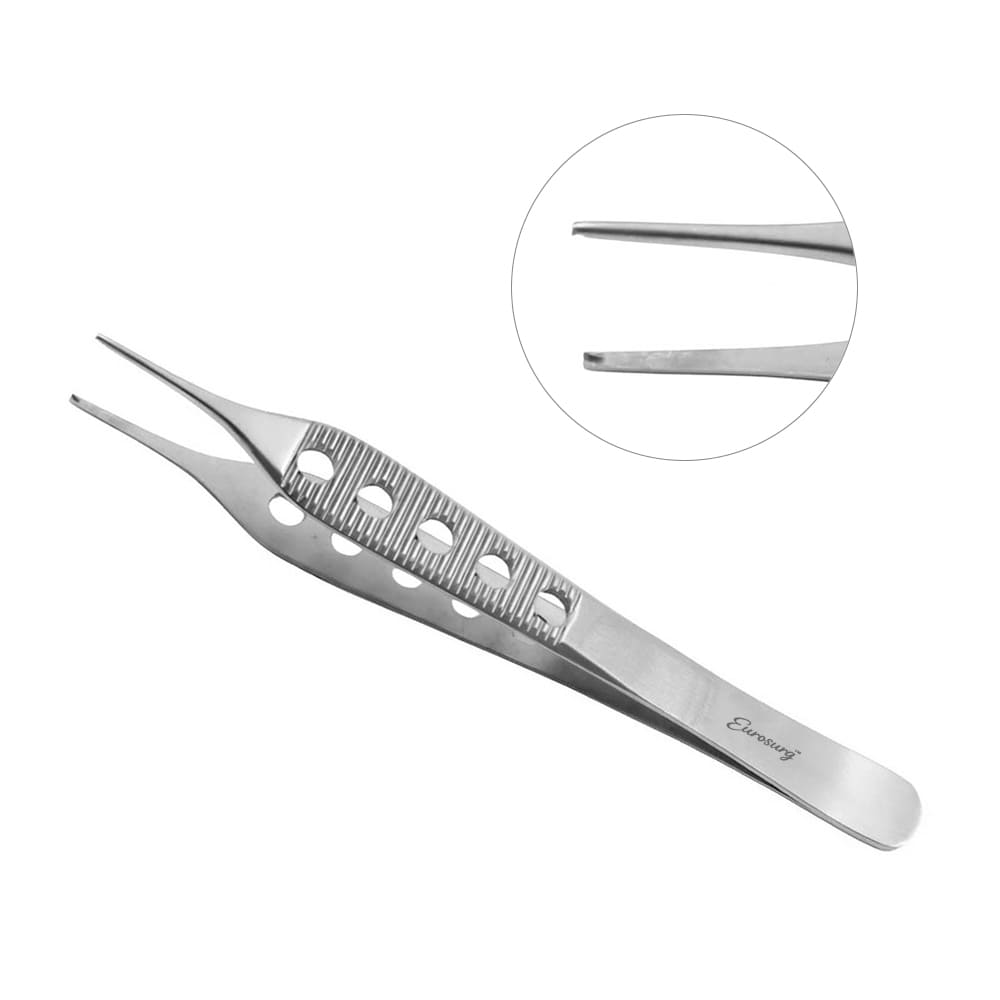 Adson Tissue Forceps 1x2 Teeth, 4-3/4" (12.1cm), Lightweight, Fenestrated Handles.