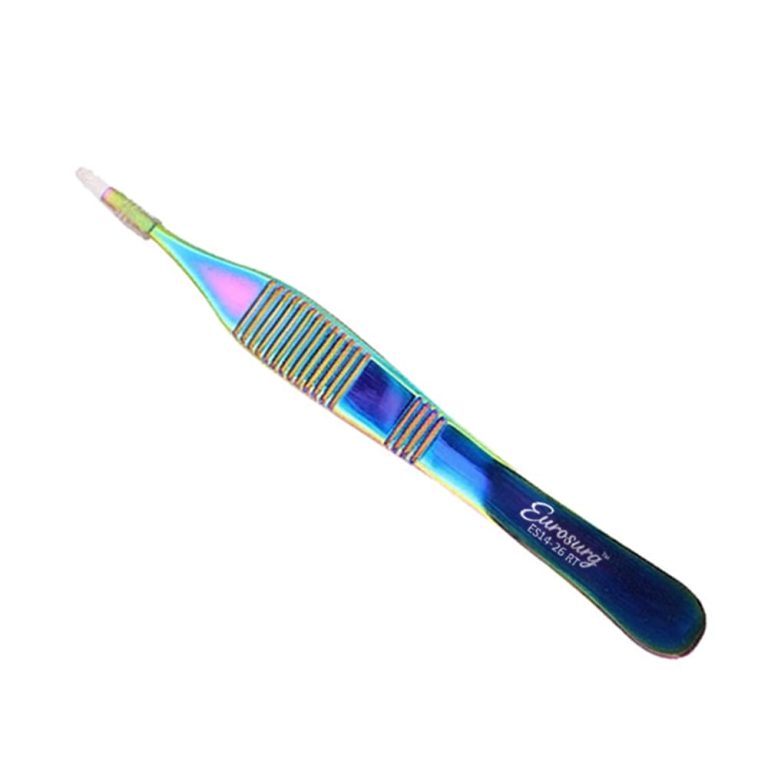Brown Adson Forceps 4 3/4", 7x7 Teeth, Rainbow Coated Brown Adson Forceps 4 3/4", 7x7 Teeth, Rainbow Coated
