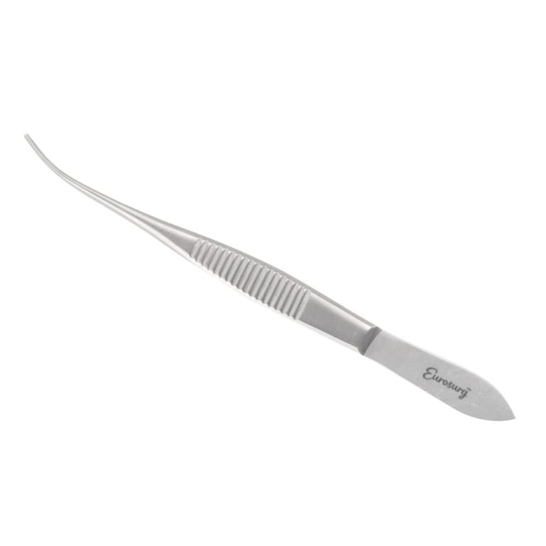 Iris Forceps 4" Delicate Pattern 1x2 Teeth Half Curved Tips Iris Forceps 4" Delicate Pattern 1x2 Teeth Half Curved Tips
