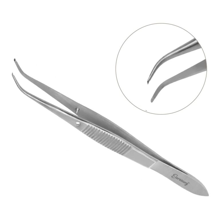 Iris Forceps 4" Standard Pattern 1x2 Teeth Half Curved Iris Forceps 4" Standard Pattern 1x2 Teeth Half Curved