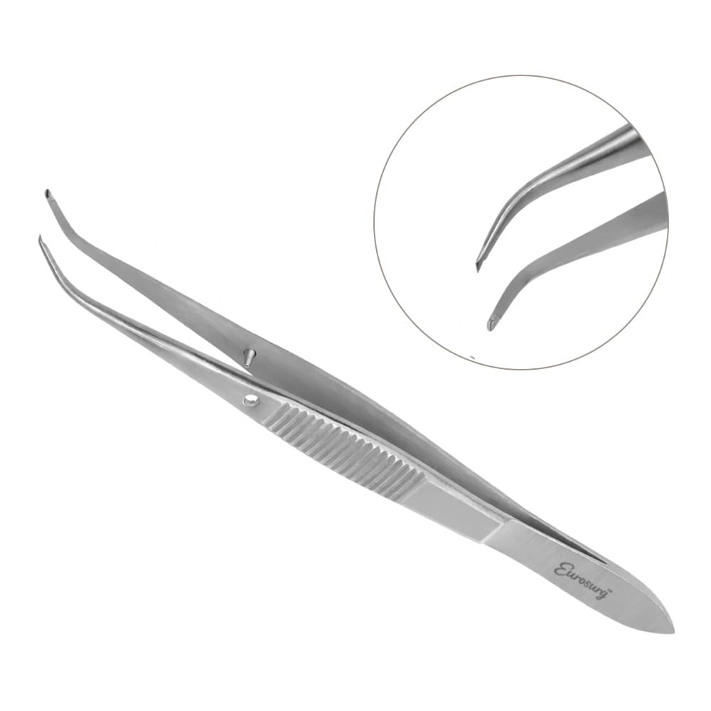 Iris Forceps 4" Standard Pattern 1x2 Teeth Half Curved Iris Forceps 4" Standard Pattern 1x2 Teeth Half Curved