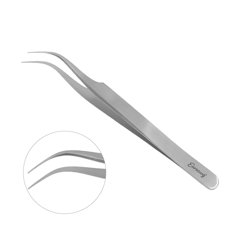 Jeweler's Forceps No. 7 Swiss Style Extra Fine Tips Curved 4 1/2"