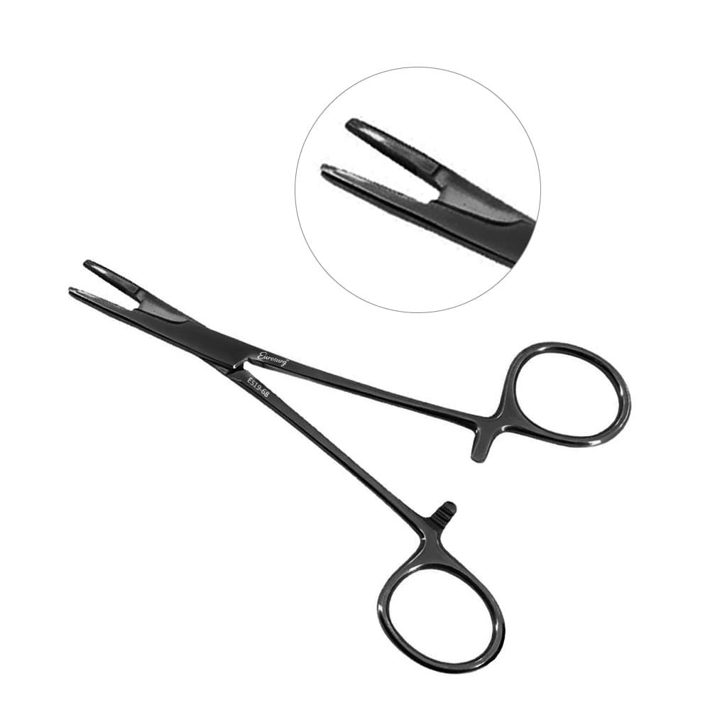 Olsen Hegar Needle Holder Scissors Combination 5 1/2" Serrated - Tungsten Carbide, Black Coated Olsen Hegar Needle Holder Scissors Combination 5 1/2" Serrated - Tungsten Carbide, Black Coated