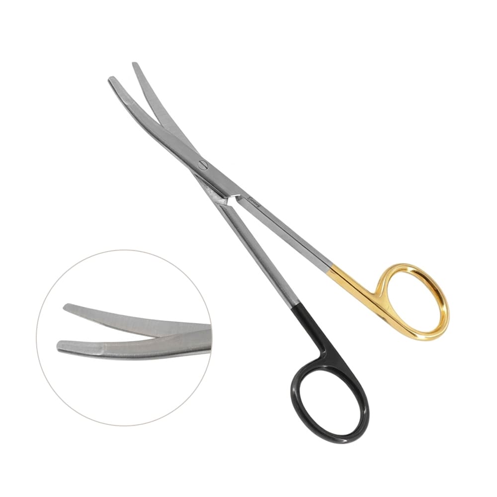 Super Sharp Kilner Ragnell Dissecting Scissors Curved 5 1/2" - Tungsten Carbide, Gold Rings