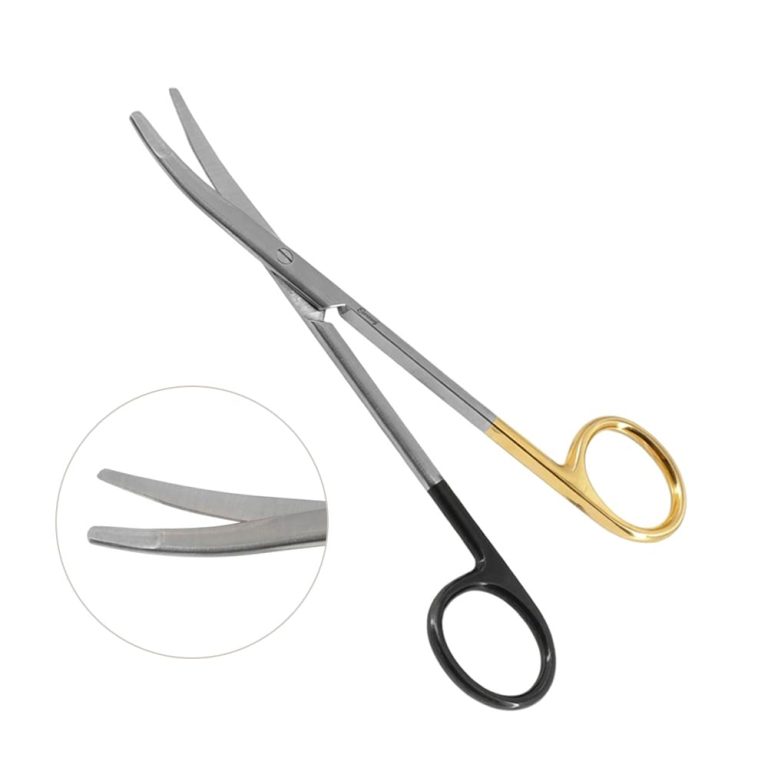 Super Sharp Kilner Ragnell Dissecting Scissors Curved 7" - Tungsten Carbide, Gold Rings