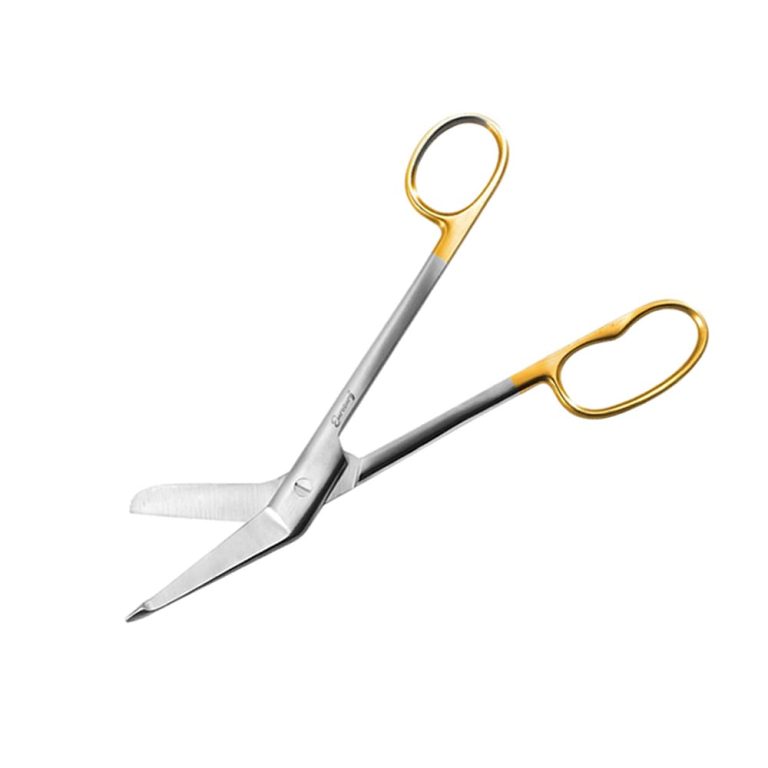 Lister Bandage Scissors 8˝ Angled - Tungsten Carbide One Large Ring