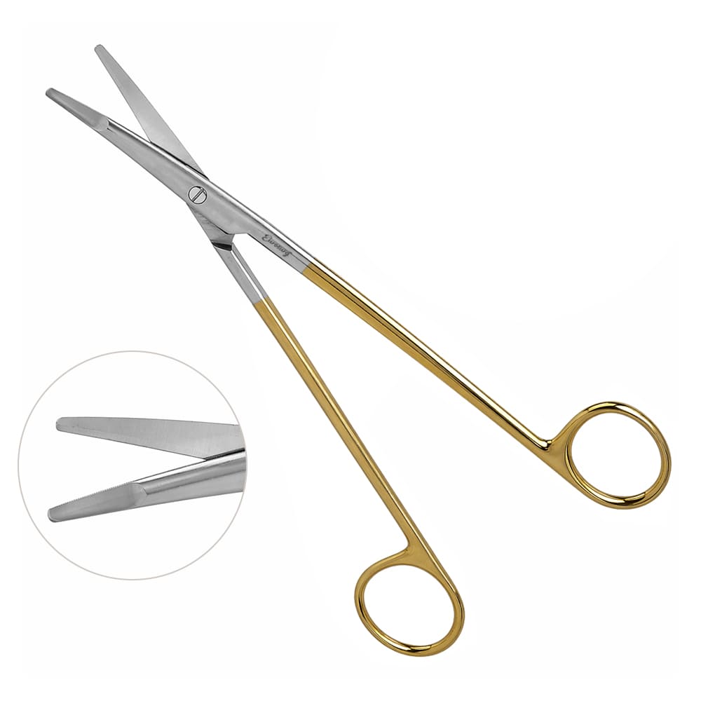 Ragnell Dissecting Scissors 5 1/2" Curved - Flat Tip - Tungsten Carbide Insert Blades