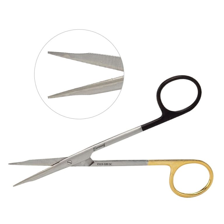 Super Sharp Stevens Tenotomy Scissors Straight with Blunt Tips 5 1/2" - Tungsten Carbide, Gold and Black Rings
