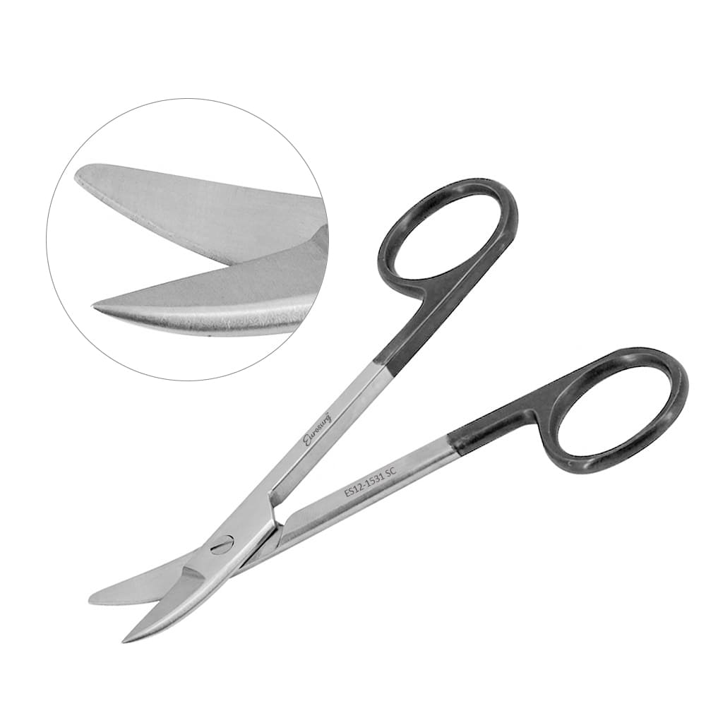Crown and Collar Scissors 4 3/4" Curved SuperCut - One Serrated Blade